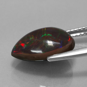 3.01캐럿 천연 멀티컬러 초콜릿 오팔, 배 모양, 12.7×9.6 mm, 불투명체