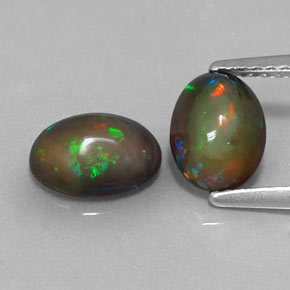 캐럿 천연 멀티컬러 초콜릿 오팔 보석, 타원형 컷, 8×5.8 mm, 투명한