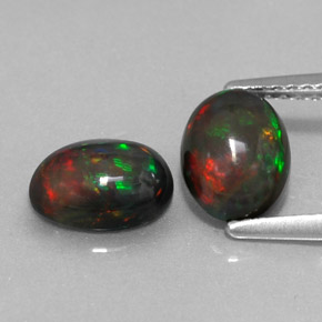 캐럿 천연 멀티컬러 초콜릿 오팔 보석, 타원형 컷, 8.1×6.2 mm, 투명한