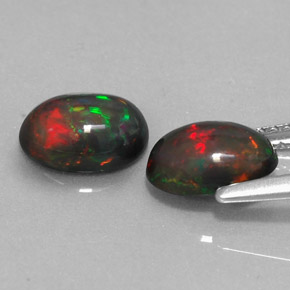 캐럿 천연 멀티컬러 초콜릿 오팔 보석, 타원형 컷, 8.1×6.2 mm, 투명한