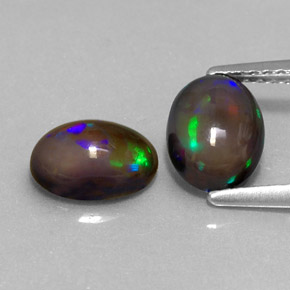 캐럿 천연 멀티컬러 초콜릿 오팔 보석, 타원형 컷, 8×6.1 mm, 투명한