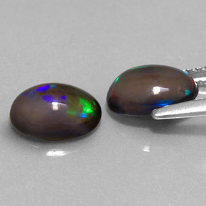 캐럿 천연 멀티컬러 초콜릿 오팔 보석, 타원형 컷, 8×6.1 mm, 투명한