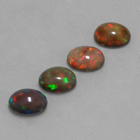 캐럿 천연 멀티컬러 초콜릿 오팔 보석, 타원형 컷, 8×6.1 mm, 투명한