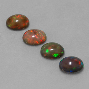 캐럿 천연 멀티컬러 초콜릿 오팔 보석, 타원형 컷, 8×6.1 mm, 투명한
