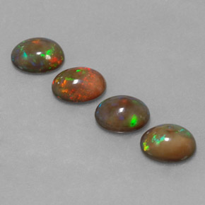 캐럿 천연 멀티컬러 초콜릿 오팔 보석, 타원형 컷, 8×6.1 mm, 투명한