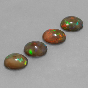 캐럿 천연 멀티컬러 초콜릿 오팔 보석, 타원형 컷, 8×6.1 mm, 투명한