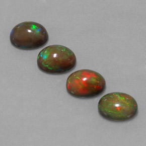 캐럿 천연 멀티컬러 초콜릿 오팔 보석, 타원형 컷, 8.1×6.1 mm, 투명한