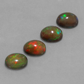 캐럿 천연 멀티컬러 초콜릿 오팔 보석, 타원형 컷, 8.1×6.1 mm, 투명한