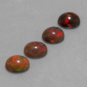 캐럿 천연 멀티컬러 초콜릿 오팔 보석, 타원형 컷, 7.9×6.1 mm, 투명한