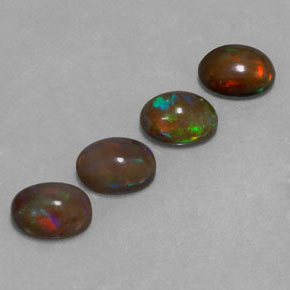 캐럿 천연 멀티컬러 초콜릿 오팔 보석, 타원형 컷, 8.1×6.1 mm, 투명한