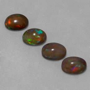 캐럿 천연 멀티컬러 초콜릿 오팔 보석, 타원형 컷, 8.1×6.1 mm, 투명한
