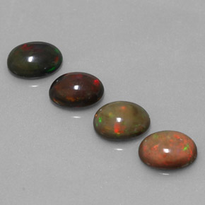 캐럿 천연 멀티컬러 초콜릿 오팔 보석, 타원형 컷, 8×6.1 mm, 투명한