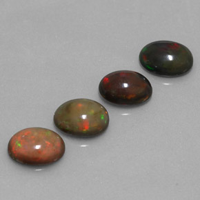 캐럿 천연 멀티컬러 초콜릿 오팔 보석, 타원형 컷, 8×6.1 mm, 투명한