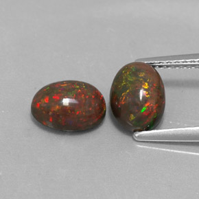캐럿 천연 멀티컬러 초콜릿 오팔 보석, 타원형 컷, 8×6 mm, 투명한