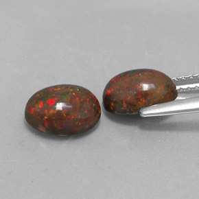 캐럿 천연 멀티컬러 초콜릿 오팔 보석, 타원형 컷, 8×6 mm, 투명한