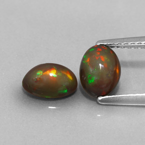 캐럿 천연 멀티컬러 초콜릿 오팔 보석, 타원형 컷, 7.1×5.1 mm, 투명한