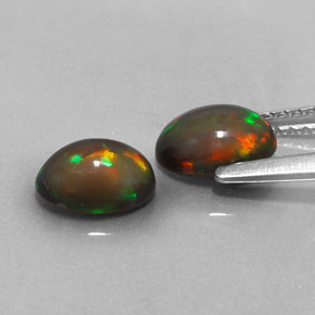 캐럿 천연 멀티컬러 초콜릿 오팔 보석, 타원형 컷, 7.1×5.1 mm, 투명한