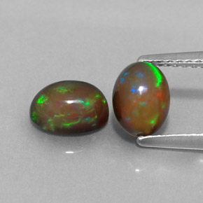 캐럿 천연 멀티컬러 초콜릿 오팔 보석, 타원형 컷, 7×5.2 mm, 투명한