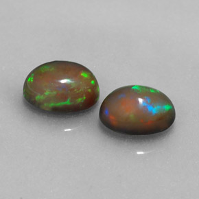 캐럿 천연 멀티컬러 초콜릿 오팔 보석, 타원형 컷, 7×5.2 mm, 투명한