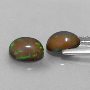 캐럿 천연 멀티컬러 초콜릿 오팔 보석, 타원형 컷, 7×5.2 mm, 투명한