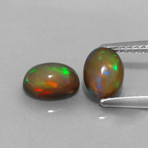 캐럿 천연 멀티컬러 초콜릿 오팔 보석, 타원형 컷, 7.1×5.1 mm, 투명한