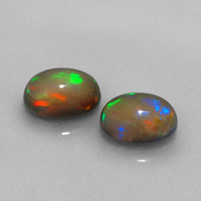 캐럿 천연 멀티컬러 초콜릿 오팔 보석, 타원형 컷, 7.1×5.1 mm, 투명한