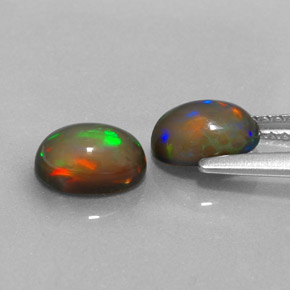 캐럿 천연 멀티컬러 초콜릿 오팔 보석, 타원형 컷, 7.1×5.1 mm, 투명한