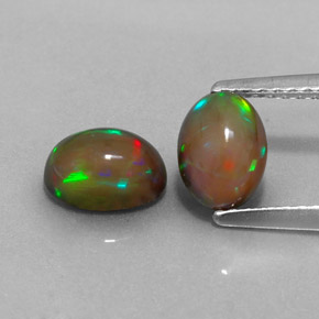 캐럿 천연 멀티컬러 초콜릿 오팔 보석, 타원형 컷, 7.1×5.1 mm, 투명한