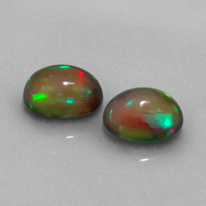 캐럿 천연 멀티컬러 초콜릿 오팔 보석, 타원형 컷, 7.1×5.1 mm, 투명한