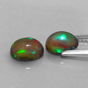 캐럿 천연 멀티컬러 초콜릿 오팔 보석, 타원형 컷, 7.1×5.1 mm, 투명한
