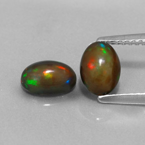 캐럿 천연 멀티컬러 초콜릿 오팔 보석, 타원형 컷, 7×5.1 mm, 투명한