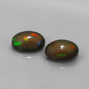 캐럿 천연 멀티컬러 초콜릿 오팔 보석, 타원형 컷, 7×5.1 mm, 투명한