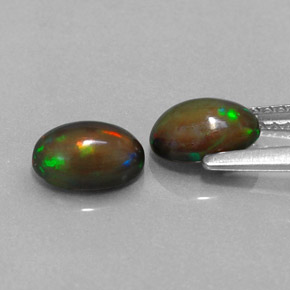캐럿 천연 멀티컬러 초콜릿 오팔 보석, 타원형 컷, 7×5.1 mm, 투명한