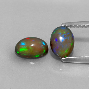 캐럿 천연 멀티컬러 초콜릿 오팔 보석, 타원형 컷, 6.9×5 mm, 투명한