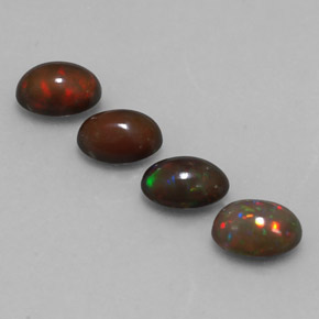 캐럿 천연 멀티컬러 초콜릿 오팔 보석, 타원형 컷, 7×5 mm, 투명한