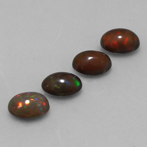 캐럿 천연 멀티컬러 초콜릿 오팔 보석, 타원형 컷, 7×5 mm, 투명한