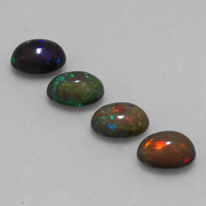 캐럿 천연 멀티컬러 초콜릿 오팔 보석, 타원형 컷, 7.1×5.1 mm, 투명한