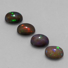 캐럿 천연 멀티컬러 초콜릿 오팔 보석, 타원형 컷, 7×5.1 mm, 투명한