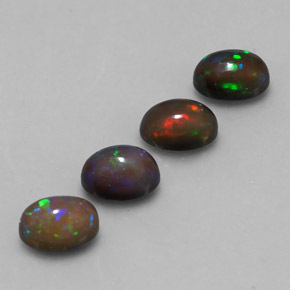 캐럿 천연 멀티컬러 초콜릿 오팔 보석, 타원형 컷, 7×5.1 mm, 투명한