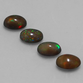 2.14캐럿 천연 멀티컬러 초콜릿 오팔 보석, 타원형 컷, 7.1×4.6 mm, 투명한