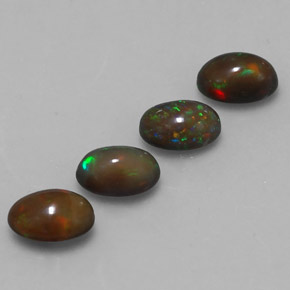 2.14캐럿 천연 멀티컬러 초콜릿 오팔 보석, 타원형 컷, 7.1×4.6 mm, 투명한