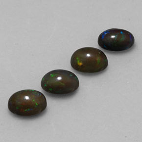 2.39캐럿 천연 멀티컬러 초콜릿 오팔 보석, 타원형 컷, 7.1×5.1 mm, 투명한