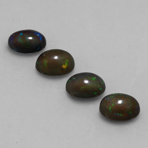 2.39캐럿 천연 멀티컬러 초콜릿 오팔 보석, 타원형 컷, 7.1×5.1 mm, 투명한