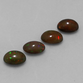 1.88캐럿 천연 멀티컬러 초콜릿 오팔 보석, 타원형 컷, 6.9×5 mm, 투명한