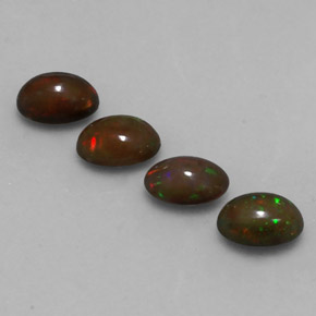 1.88캐럿 천연 멀티컬러 초콜릿 오팔 보석, 타원형 컷, 6.9×5 mm, 투명한