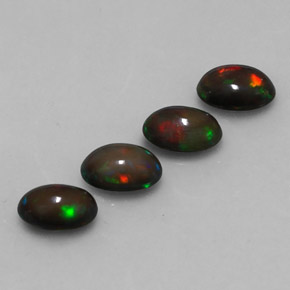 캐럿 천연 멀티컬러 초콜릿 오팔 보석, 타원형 컷, 7×5.1 mm, 투명한