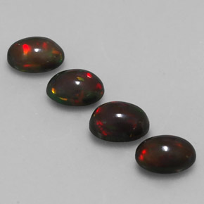 캐럿 천연 멀티컬러 초콜릿 오팔 보석, 타원형 컷, 7×5.1 mm, 투명한