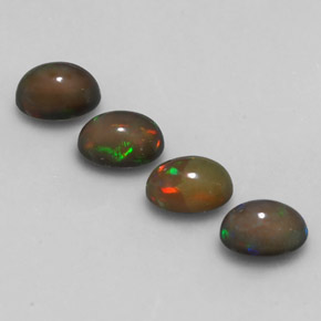 캐럿 천연 멀티컬러 초콜릿 오팔 보석, 타원형 컷, 7.1×5.1 mm, 투명한