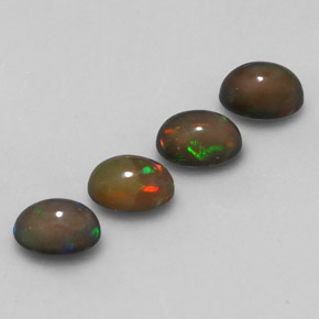 캐럿 천연 멀티컬러 초콜릿 오팔 보석, 타원형 컷, 7.1×5.1 mm, 투명한