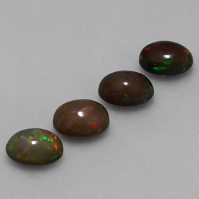 2.29캐럿 천연 멀티컬러 초콜릿 오팔 보석, 타원형 컷, 7×5 mm, 투명한